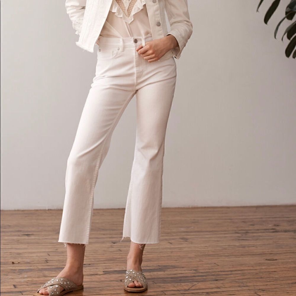 Rebecca Taylor La Vie Ines Kick Boot Raw Hem Hi-Rise Crop Jeans